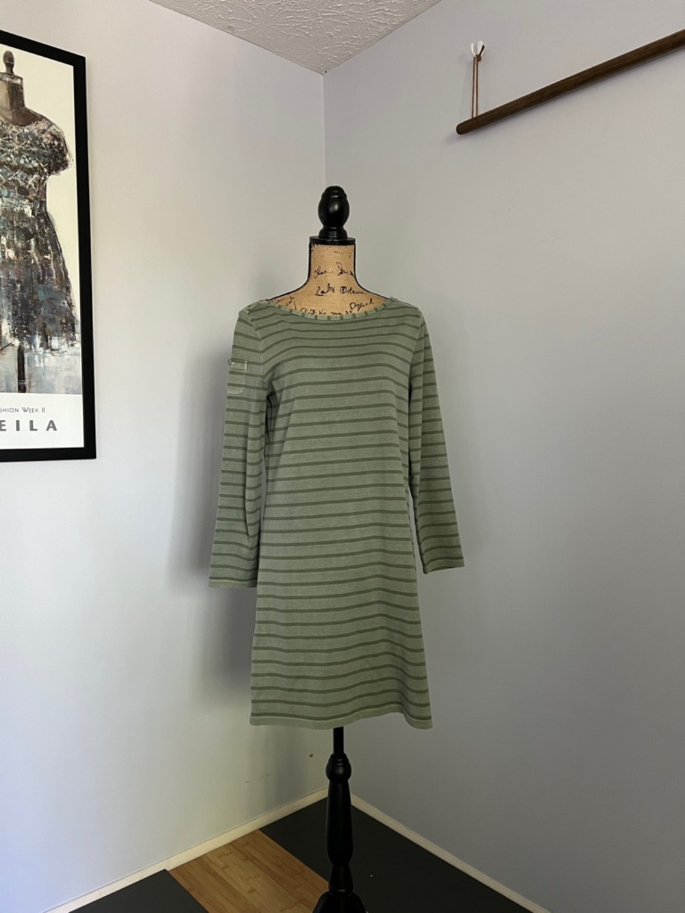 Vineyard Vines Sage Green Striped Long Sleeve Dress Sz S